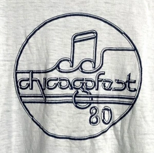 RARE Vintage 1980 Chicago Fest 80 T-Shirt Size L Large LG light blue T-shirt - Picture 1 of 7