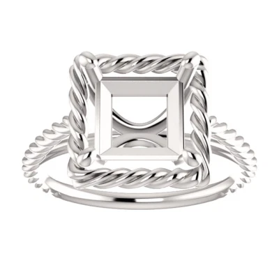 14K Gold Square/Princess Cut Ring Setting Solitaire Rope Style Ring Mounting - Image 1 of 4