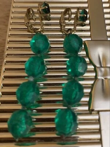 vtg earring green dangles 2” - Picture 1 of 12