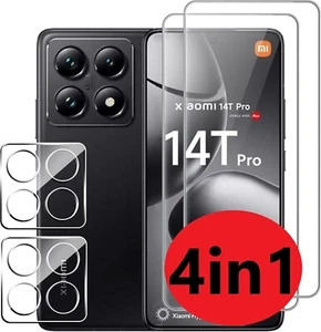 4in1 Xiaomi 14T Pro 5G 2x 9h Schutzglas 2x Kameraschutz 9H Panzerfolie Hartglas - Bild 1 von 7