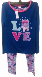 Children’s Place Large (10-12) Girls Blue Love 2 Piece Pajamas Set - Picture 1 of 6