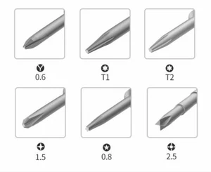 Pro s2 steel Torx 1, Torx 2, Pentalobe 0.8, Y 0.6 & Pinhead 2.5 Screwdrivers - Picture 1 of 6