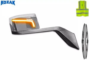 Chrome Hood Mirror Right Side with LED Compatible with Volvo VNL 2004-2017 - Foto 1 di 10