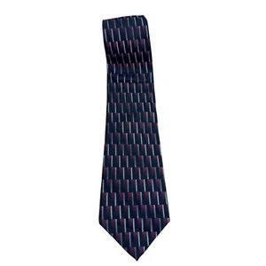 Joseph & Feiss International Black Red Geometric Art Design Men's Tie 100% Silk - Picture 1 of 8