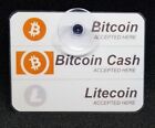 2X Bitcoin LTC BCH Cash Accepted Here Window Removable Sign Laminated Litecoin