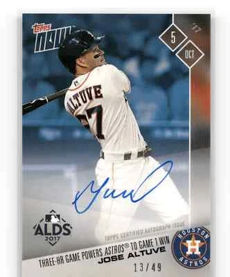 JOSE ALTUVE Autographed 2017 Topps Now #703B BLUE 13/49 ALDS Signed Parallel 🏆 - Image 1 of 2