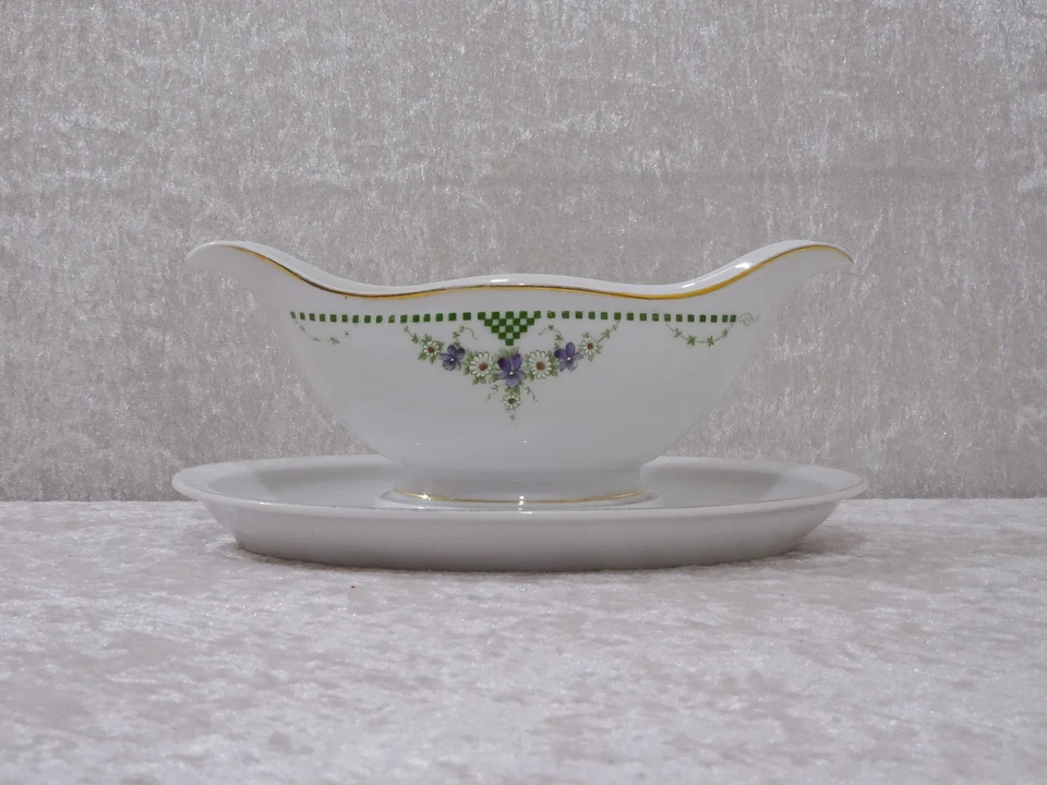 Antico Hutschenreuther Stile Liberty Porcellana Salsiera - Vintage Um 1900 - - Immagine 1 di 4