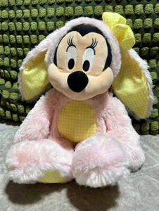 Disney Store Pink and Yellow Minnie Easter Bunny Plush - Picture 1 of 17