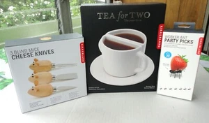 3 Mint Box Kikkerland Tea For Two 20 Ant Party Picks 3 Blind Mice Cheese Knives - Picture 1 of 10