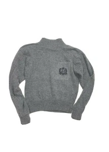 Vintage 90s Liz Claiborne Collection Lambwool Angora Sweater PS Gray Logo Pocket - Picture 1 of 5