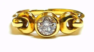  Ausgefallener Verlobungsring 0,50 kt 14 K Gelbgold Solitär H SI2 idealer Schliff Diamant  - Bild 1 von 3