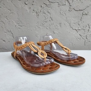 Patrizia by Spring Step Sandals Womens 11 Thong Brown Braided Leather T Strap - Picture 1 of 13