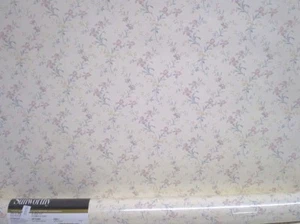 Pink Iris with Multi-Color Flowers on Cream Wallpaper by Sunworthy APC2466 - Picture 1 of 6