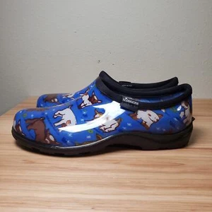 Sloggers Women's 9 Goat Print Low Rainboots Blue Gardening Outdoor Chore Shoe - Picture 1 of 7