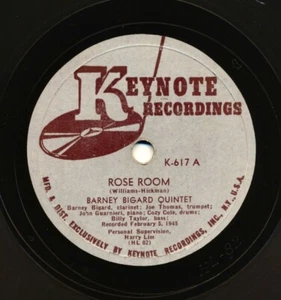 BARNEY BIGARD Quintet on 1945 Keynote K-617 - Rose Room / Coquette - Picture 1 of 1