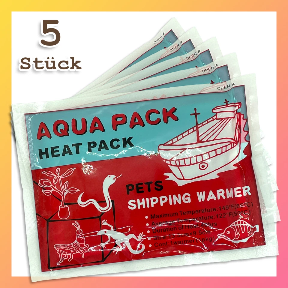 MARKENLOS Aqua Pack 5 x Heat Pack Wärmekissen für Pflanzen- und Tierversand Tiertransport