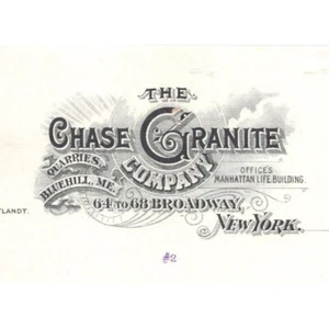 1904 Antique Letterhead - THE CHASE GRANITE COMPANY - New York - Picture 1 of 2