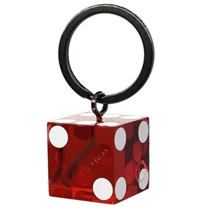 Novelty Key Ring Featuring Authentic Vegas Tahoe or Reno Casino Dice Red - Picture 1 of 7