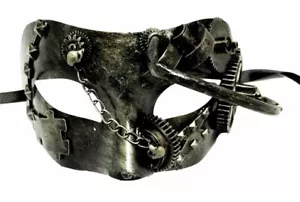 Hydro SteamPunk Masquerade Mask Men Mardi Gras Antique Brushed Silver - Picture 1 of 3
