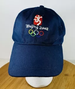 Cappello Berretto Regolabile Pechino Cina 2008 Olimpiadi Colore Blu Logo Ricamato - Foto 1 di 5