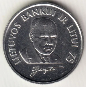 LITHUANIA Coin 1 LITAS 1997 XF+ 75th Anniversary of Bank of Lithuania "JURGUTIS" - Picture 1 of 2