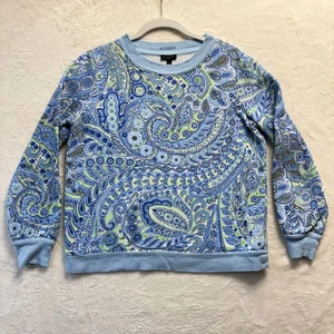 Talbots Sweatshirt Damen Gr. Small zierlich blau Paisleymuster Rundhalsausschnitt Pullover - Bild 1 von 8