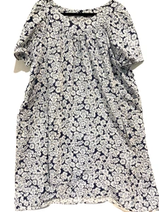 Vestido midi Muu Muu Kaftan Shift Sack azul floral algodón EE. UU. Talla 2x campesina abuela - Imagen 1 de 8