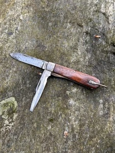 Kutmaster Utica NY TL-29 Electrician Knife USA Vtg Pocket Folder Vtg Wood Grip` - Picture 1 of 9