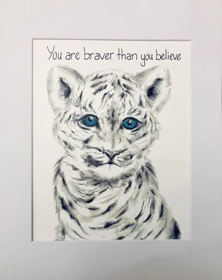 Impresión de arte de tigre, cita inspiradora, decoración de pared de animales Foto 1 de 2