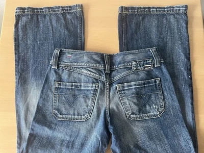 Diesel Women’s Jeans Hipper Low Rise Wide Leg Denim Blue 30 X 34 0070Z Tall - Image 1 of 4