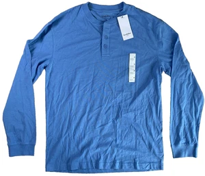Goodfellow & Co M Medium Long Sleeve 1/4 Button Crew Neck Blue Men - Picture 1 of 14