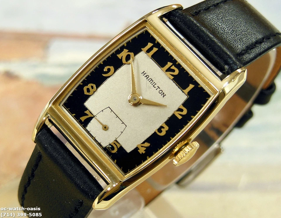 Hamilton Austin 1951 vintage, impresionante esfera plateada negra, reparado y garantía Foto 1 de 4