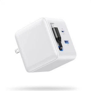 65W Retractable USB-C USB-A Fast Charger Block With Dual Ports Foldable Plug - Picture 1 of 15