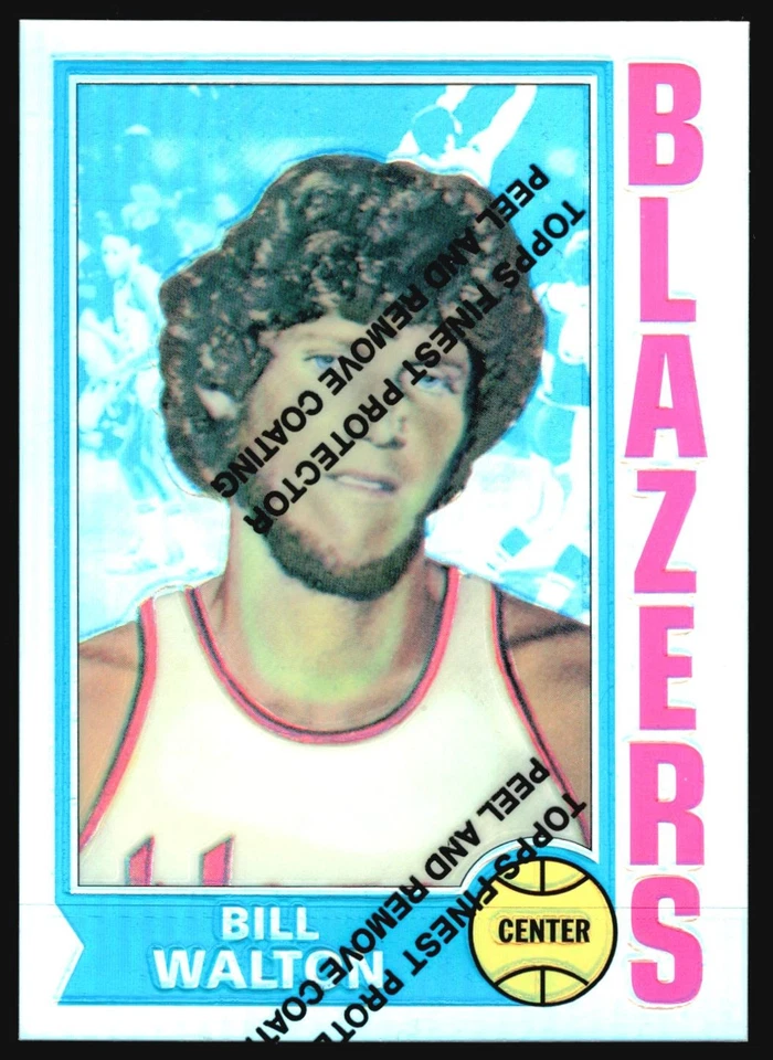 Topps Finest Bill Walton 1996 refractor de reimpresión de novato #39 (diseño Topps 1974) Foto 1 de 2