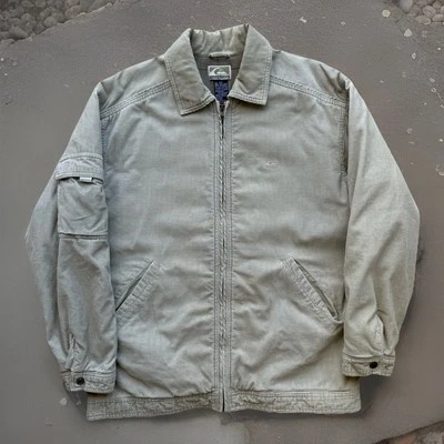 Chaqueta De Colección Quiksilver Pequeña Gris Caqui Ropa de Trabajo Pana Cremallera Completa J97 Foto 1 de 4