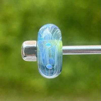 Authentic rare trollbeads event limited glass bead blue glitter - Image 1 of 4