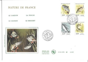 France 1990 FDC Silk GF Nature Of France The Fish YT 2663 To 2666 - Picture 1 of 1