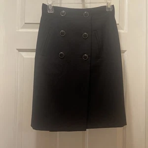Banana Republic Women’s Size OP Petite Front Buttons & Pockets Black Wool Skirt - Picture 1 of 7