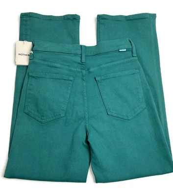 Pantalones de mezclilla rectos al tobillo de tiro alto MOTHER The Rambler en verde azulado para mujer talla 27 Foto 1 de 4
