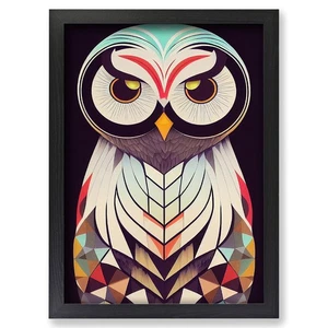 Framed Unique Owl Art No.5 Abstract Wall Art Canvas Print Poster Picture, Decor - Picture 1 of 4