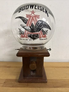 Vintage Budweiser Anheuser Busch Erdnuss Süßigkeiten Kaugummikugel Spender Glaskugel - Bild 1 von 14