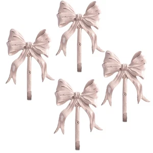 Große rosa Schleife Wandhaken 4er Set, Shabby Chic Vintage Kleiderhaken, Deko... - Bild 1 von 7