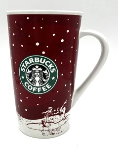 2007 Starbucks Red Holiday Eislaufen Skater Keramik Kaffeebecher Tasse 16 Unzen - Bild 1 von 7