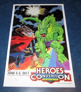 signed original THOR sketch THOR vs FIN FING FOOM 11x17 ROGER LANGRIDGE MARVEL - Picture 1 of 1