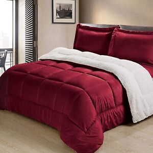 Cathay Home Comforter Set: Ultra Soft and Plush Reversible Micromink and Sherpa 