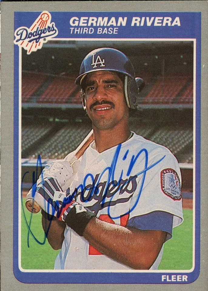 1985 Fleer GERMAN RIVERA Signed Card autograph AUTO DODGERS BRAVES - Image 1 of 1