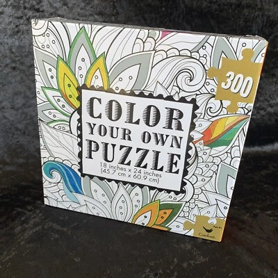 Rompecabezas Colorea Tu Propio 18" x 24" 300 Piezas Nuevo En Caja Hojas Florales Foto 1 de 4