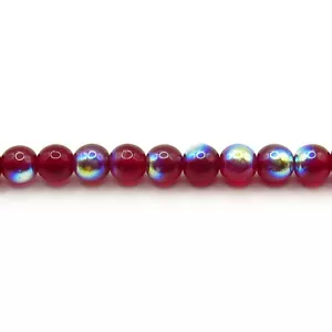 Garnet Red AB - 50 6mm Round Czech Glass Pressed Druk Beads - Picture 1 of 1