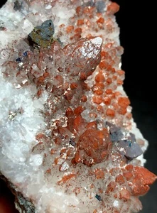 183g Natural Red Quartz Crystal Geode Cluster&Chalcopyrite h58 - Picture 1 of 7