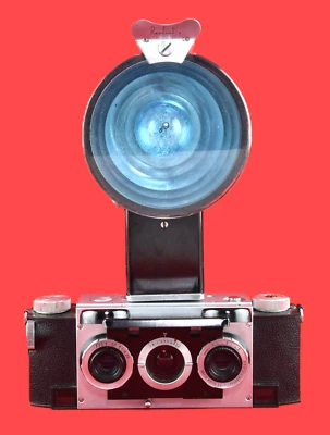 Lente 3D realista estéreo f3.5 para cámara, realista B.C. Unidad de flash, estuche de cuero, bombilla Foto 1 de 4